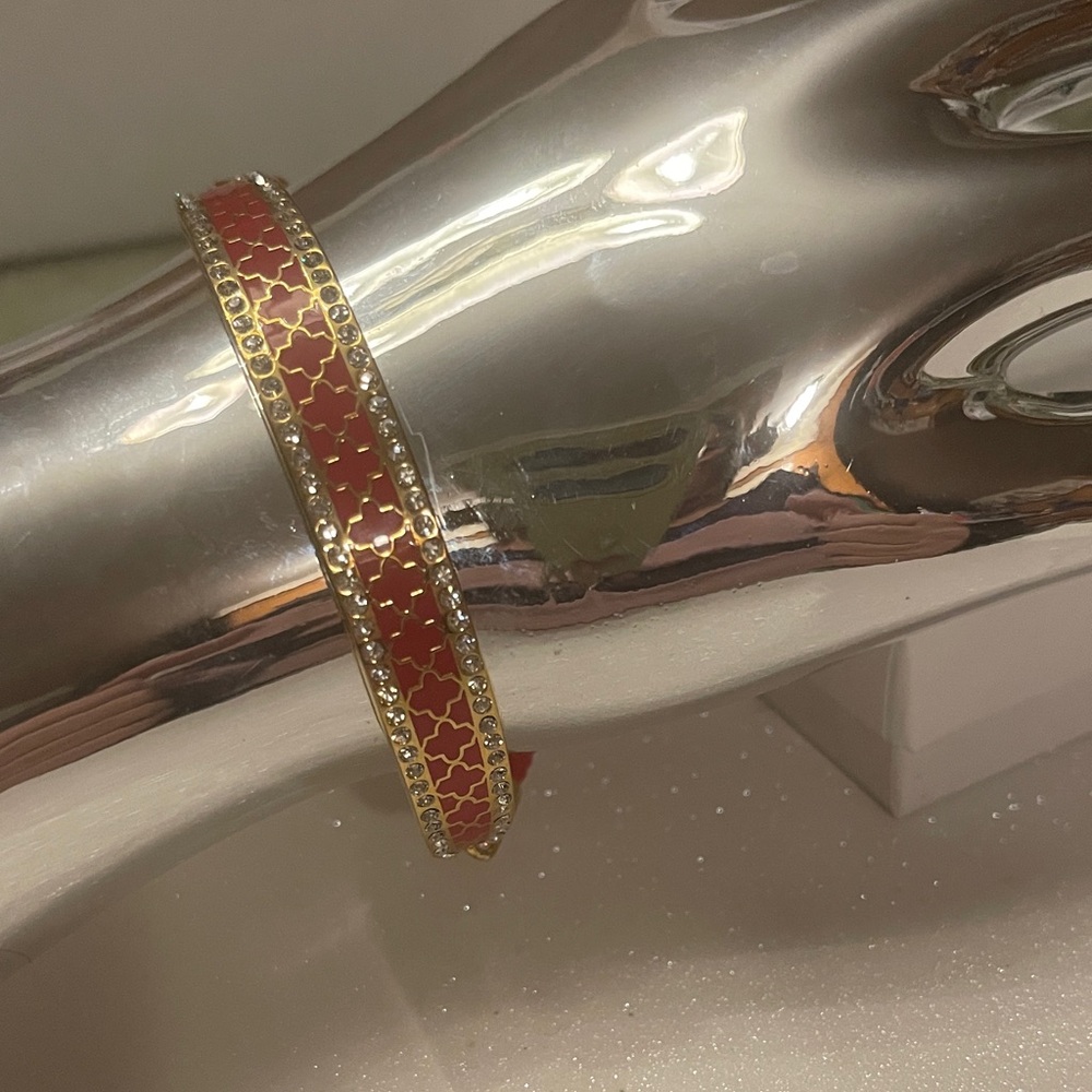 Halcyon Days Elegant Red and Gold Bangle Bracelet